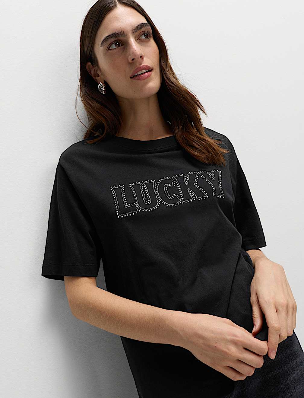 Pure Cotton Embellished 'Lucky' T-Shirt