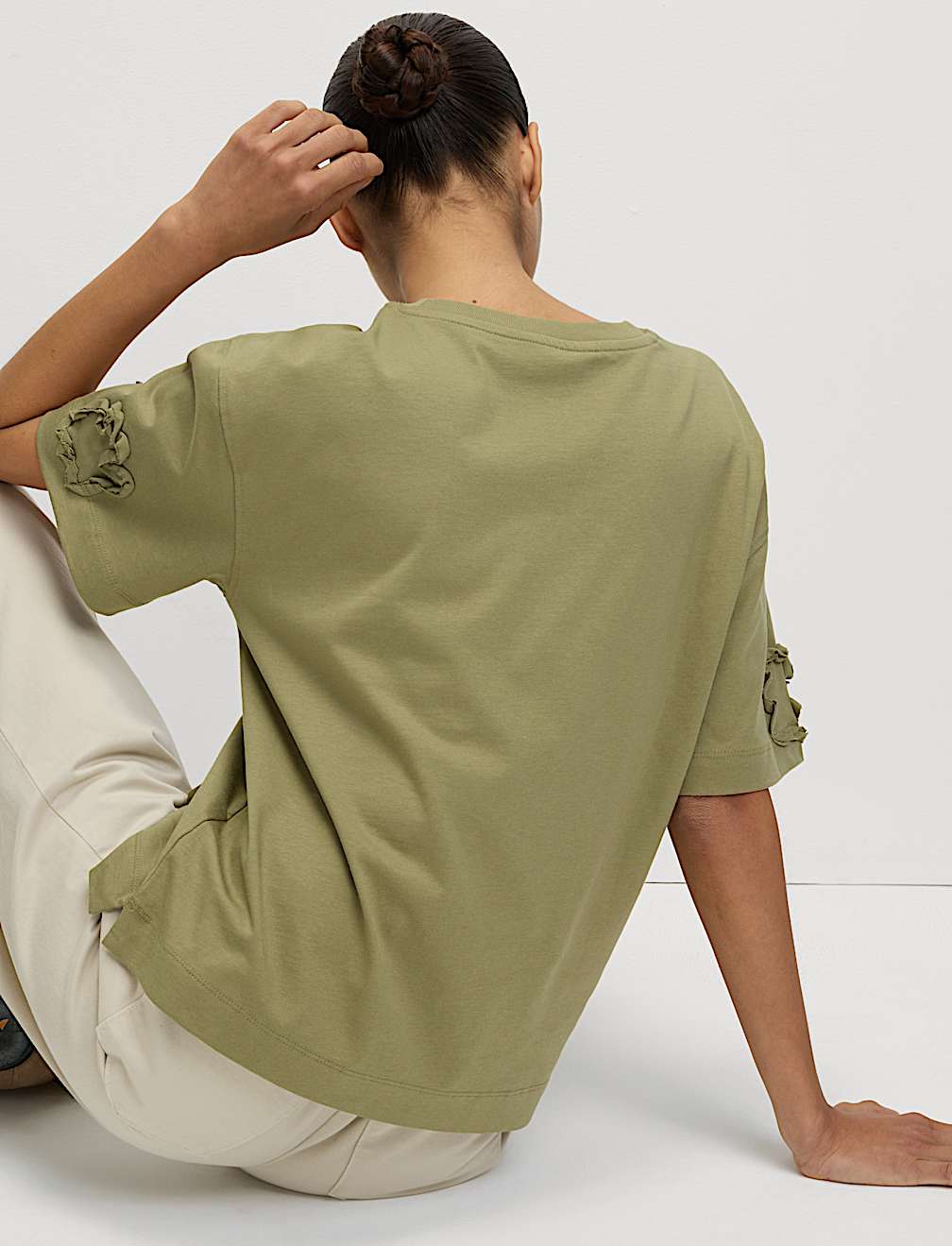 Pure Cotton Ribbon Appliqué Boxy T-Shirt