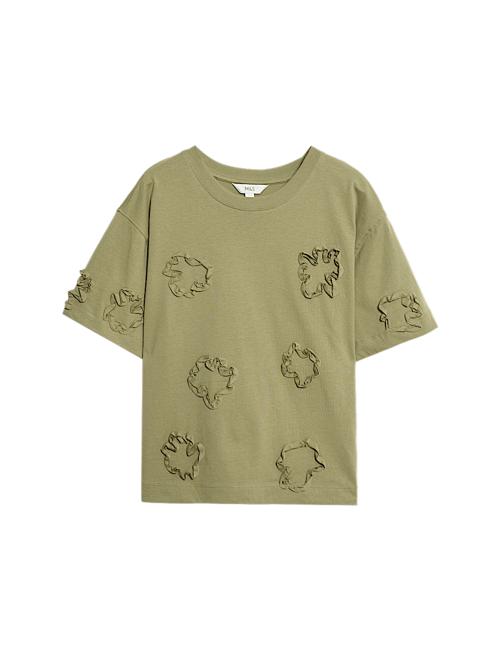 Pure Cotton Ribbon Appliqué Boxy T-Shirt