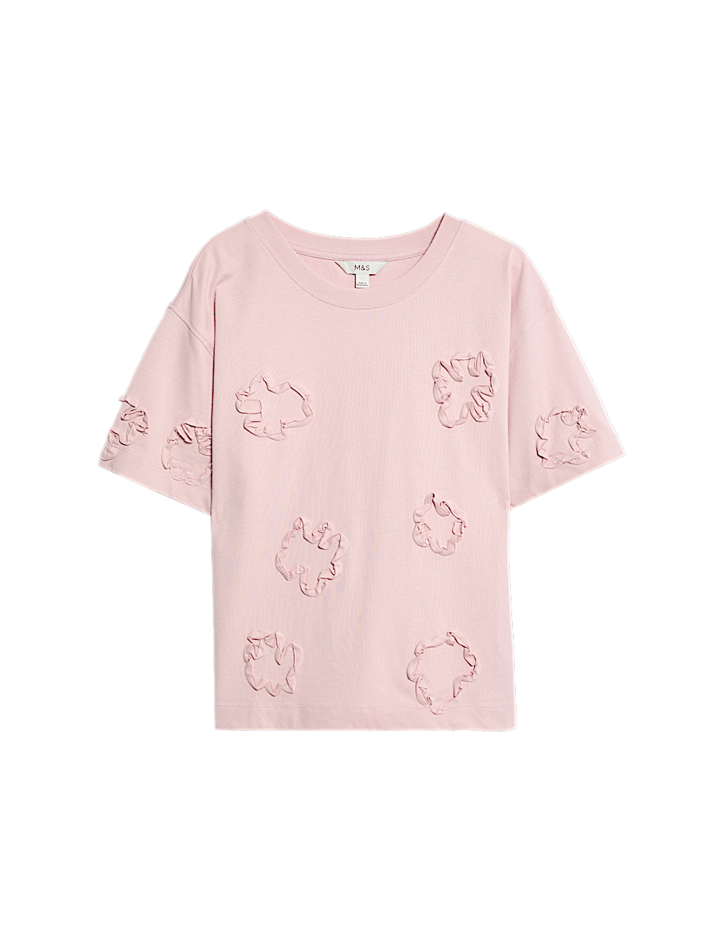Pure Cotton Ribbon Appliqué Boxy T-Shirt