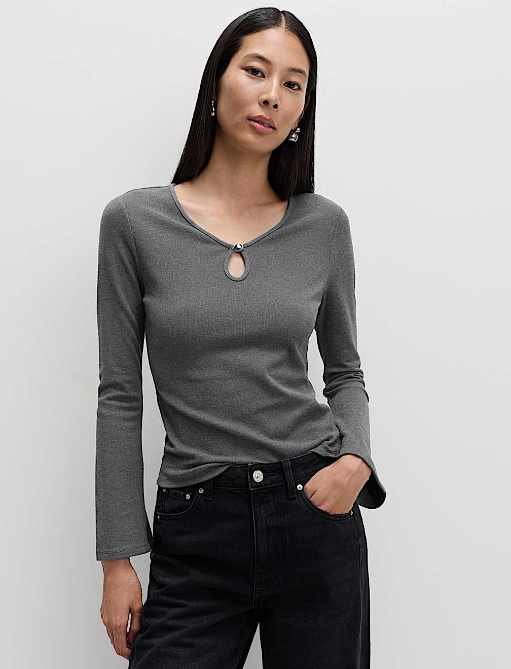 Keyhole Cosy Flute Sleeves Top