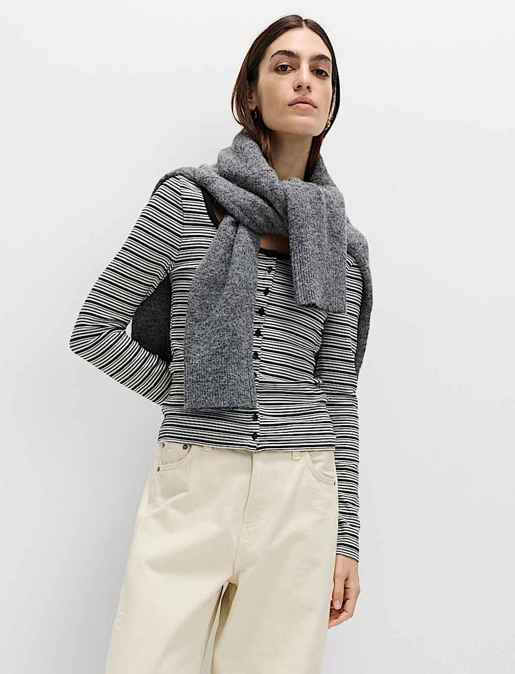 Cotton Rich Scoop Neck Henley Top