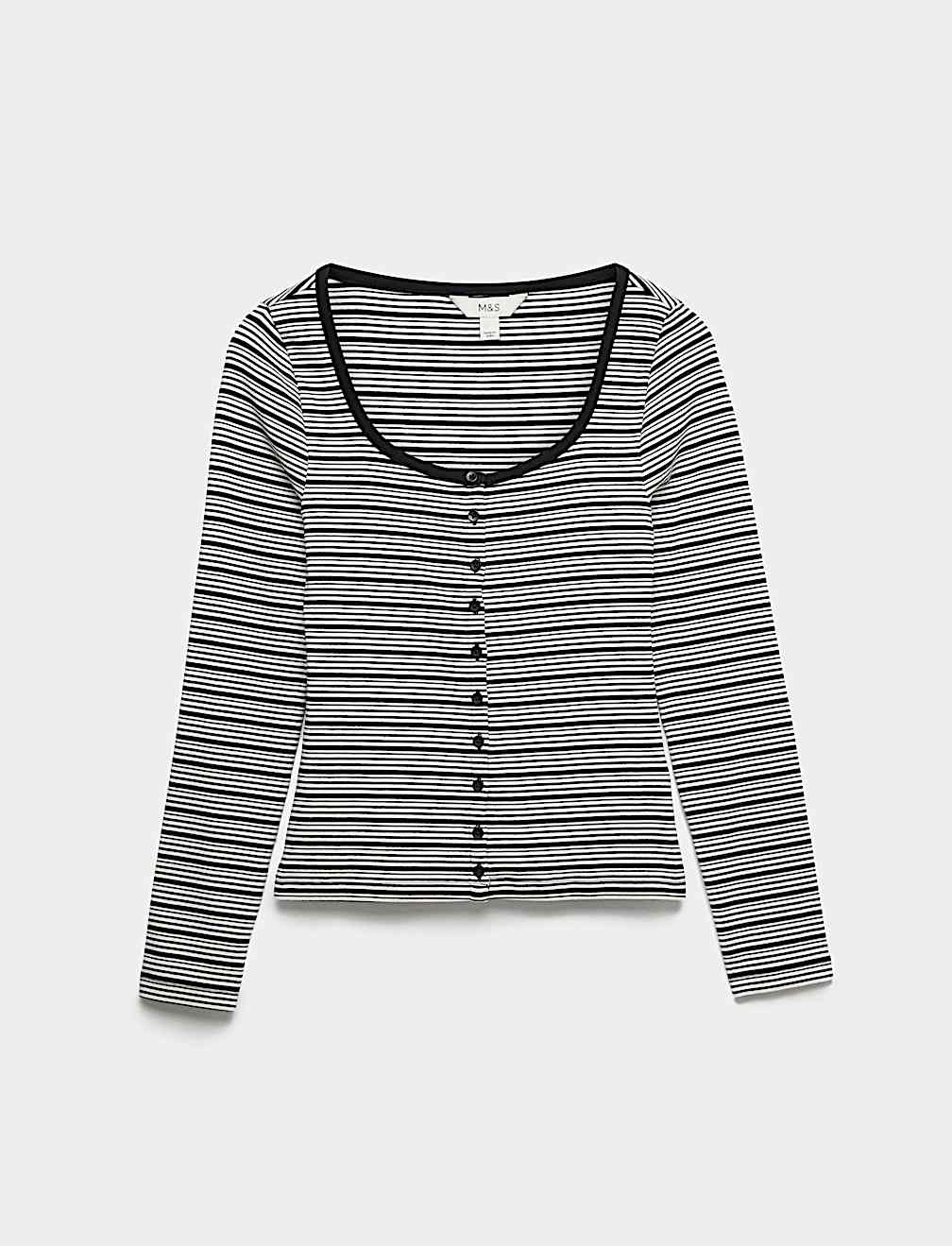 Cotton Rich Scoop Neck Henley Top