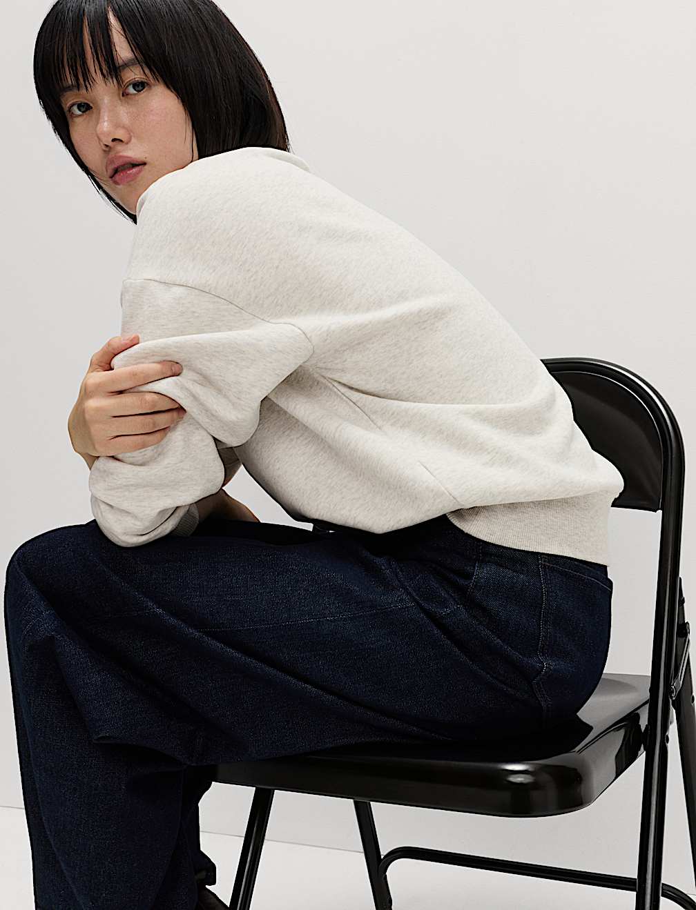 Cotton Rich Crew Neck Relaxed Sweatshirt