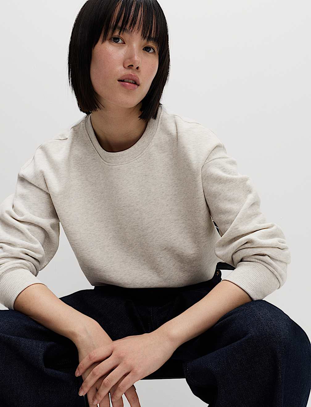 Cotton Rich Crew Neck Relaxed Sweatshirt