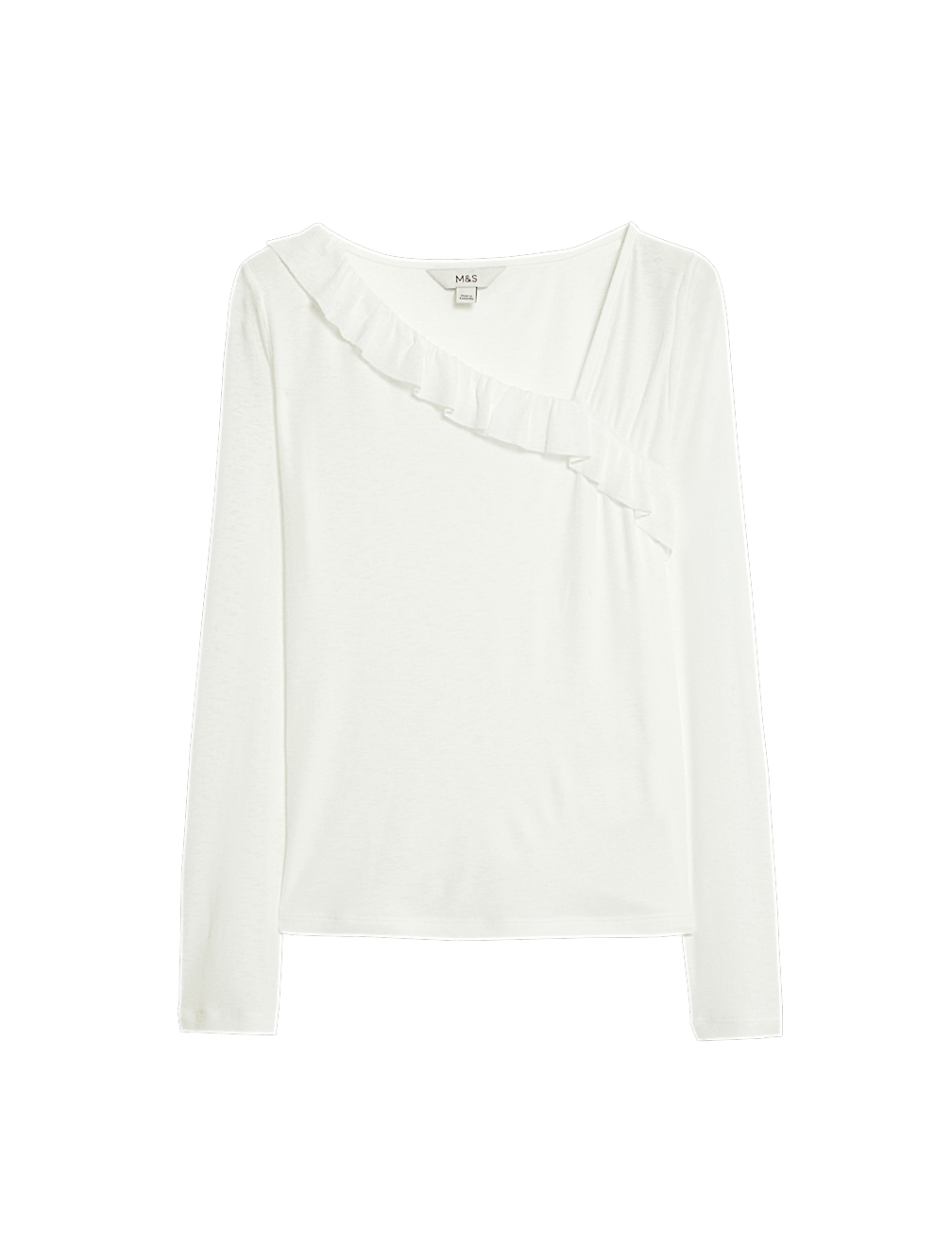 Jersey Asymmetric Ruffle Neck Top
