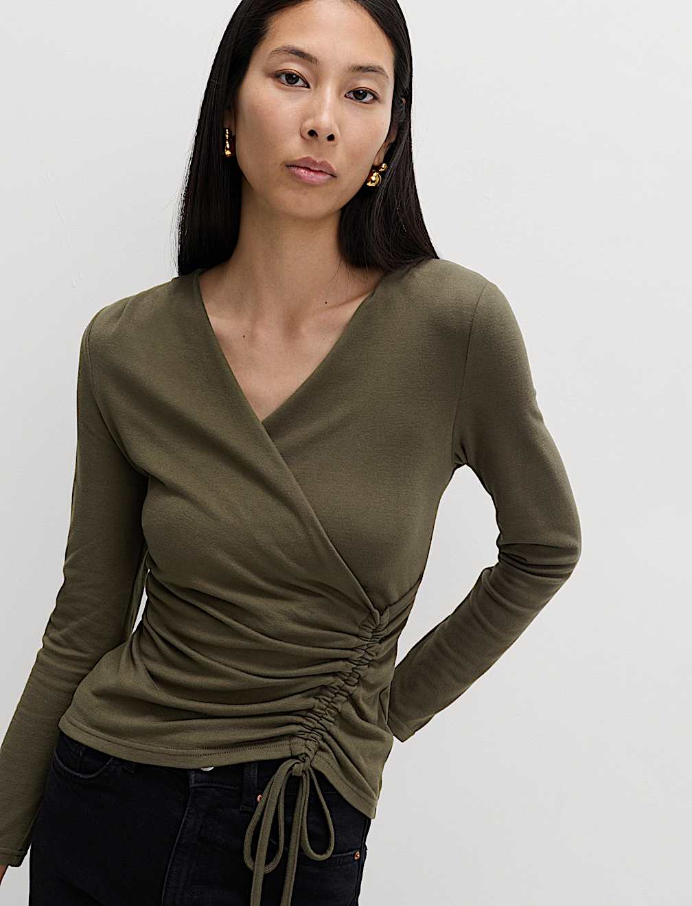 Cosy Ruched Front Top with Stretch