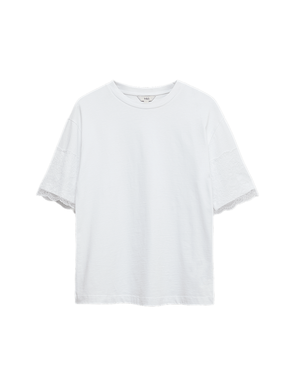 Pure Cotton Lace Sleeve T-Shirt