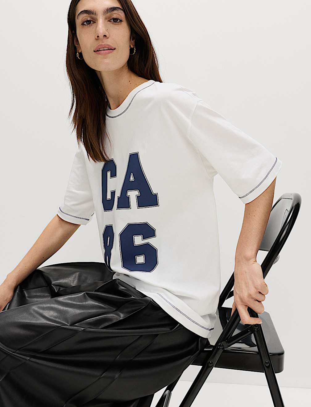 Pure Cotton Slogan Oversized T-Shirt
