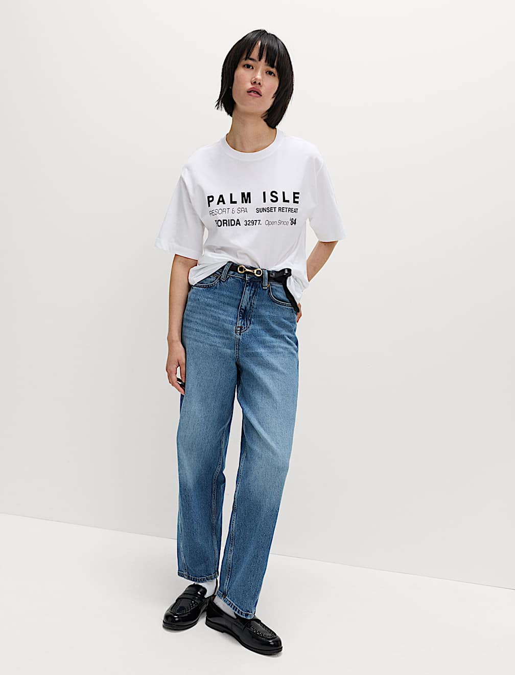 Pure Cotton Slogan Oversized T-Shirt