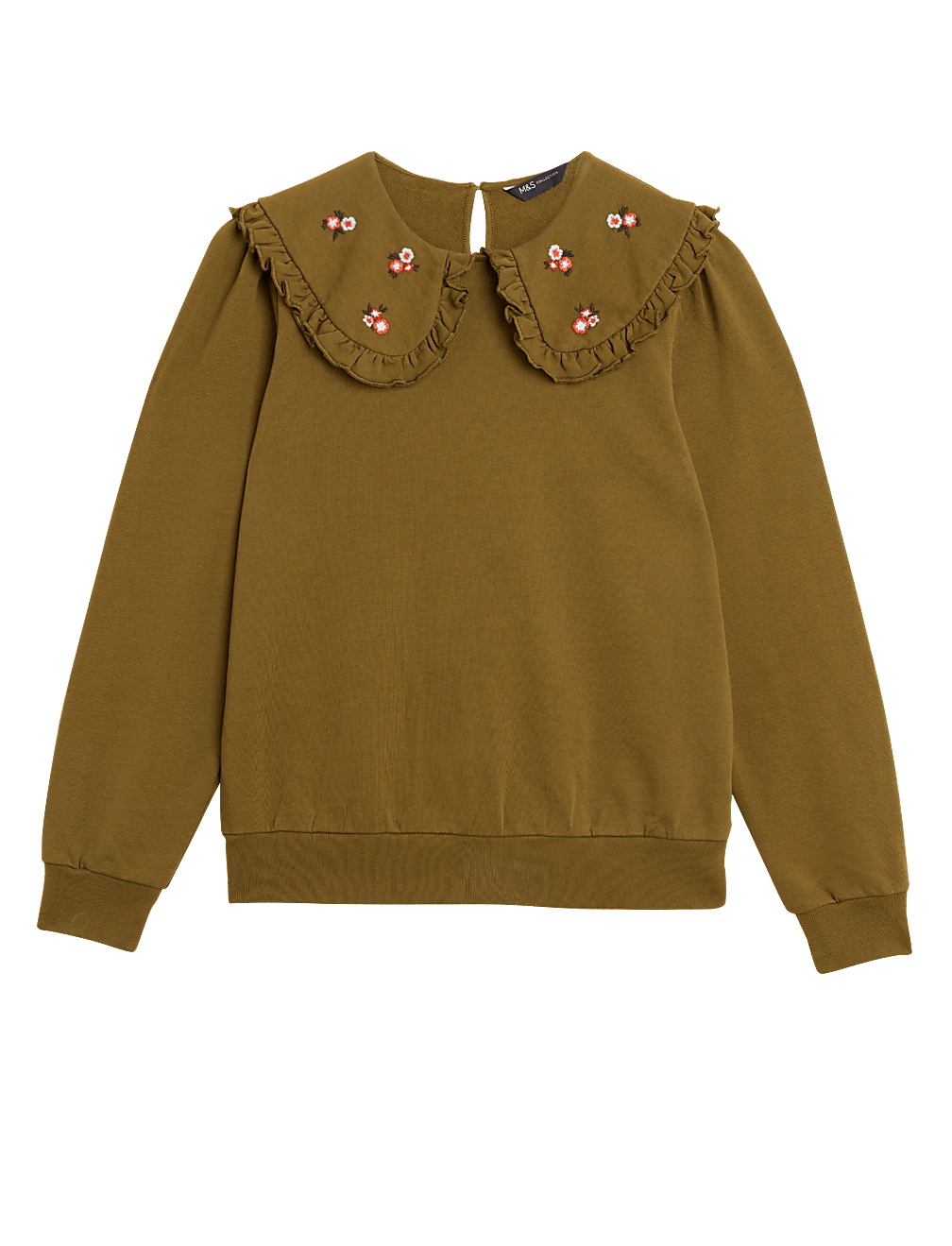 Pure Cotton Embroidered Collared Sweatshirt