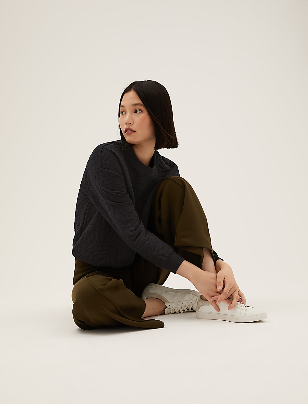 Quilted Long Sleeve Sweatshirt with Cotton