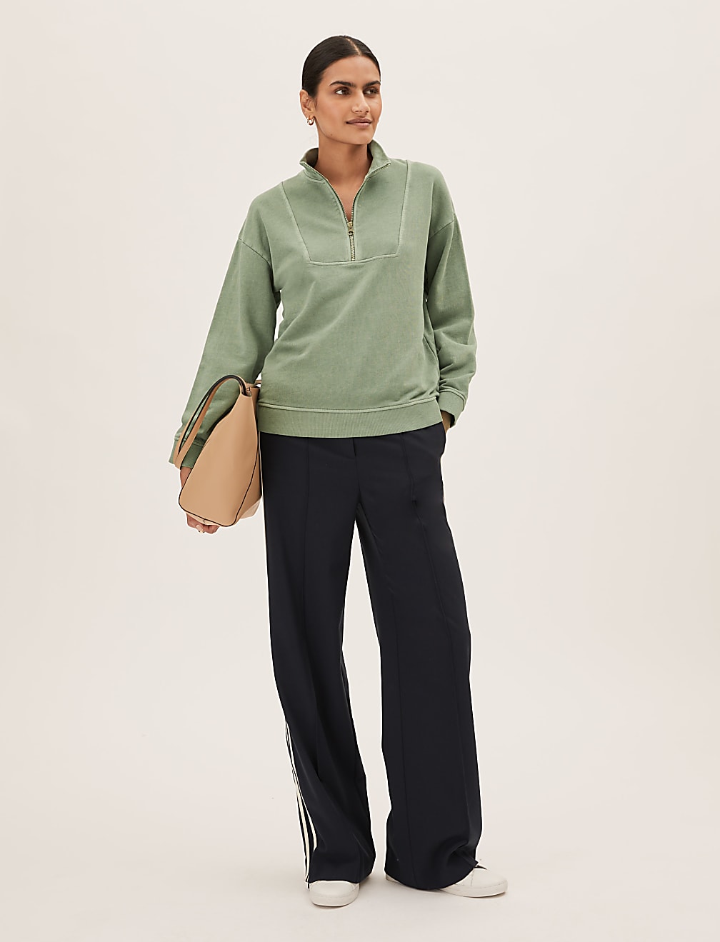Pure Cotton Funnel Neck Sweatshirt