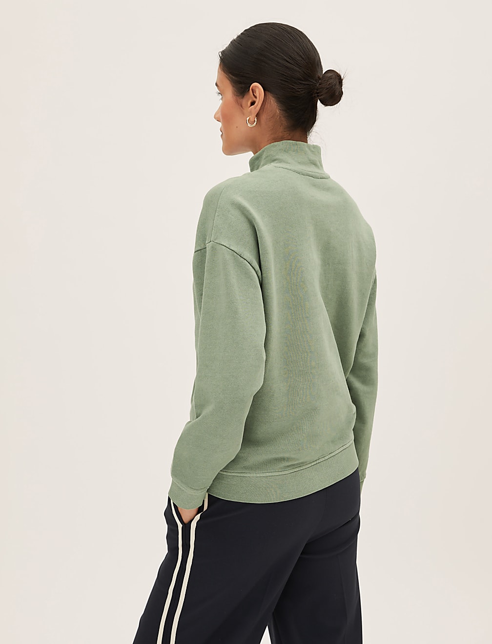 Pure Cotton Funnel Neck Sweatshirt