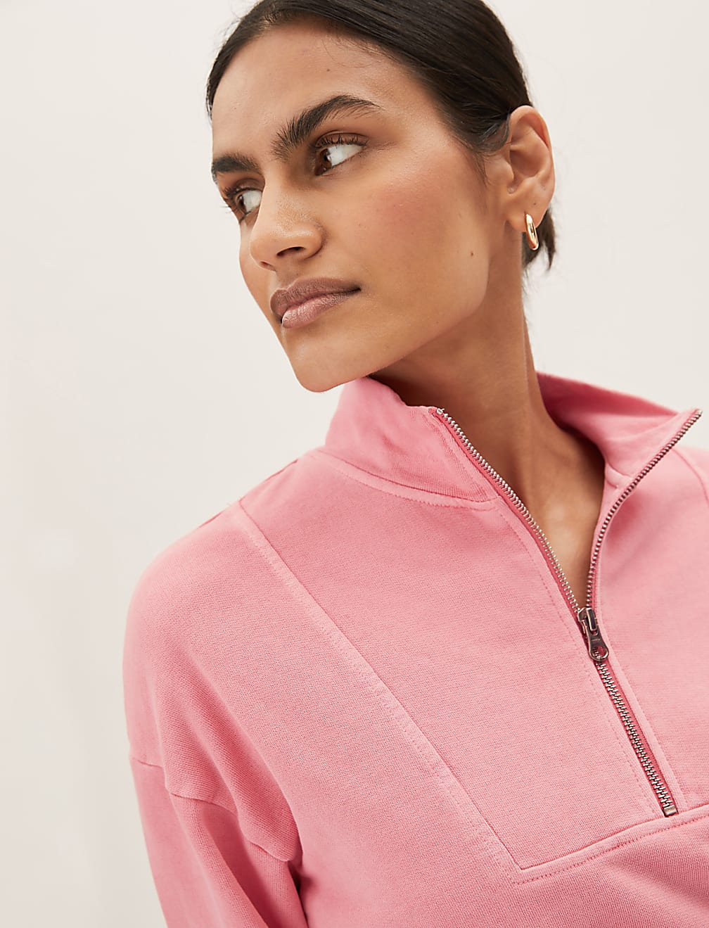 Pure Cotton Funnel Neck Sweatshirt