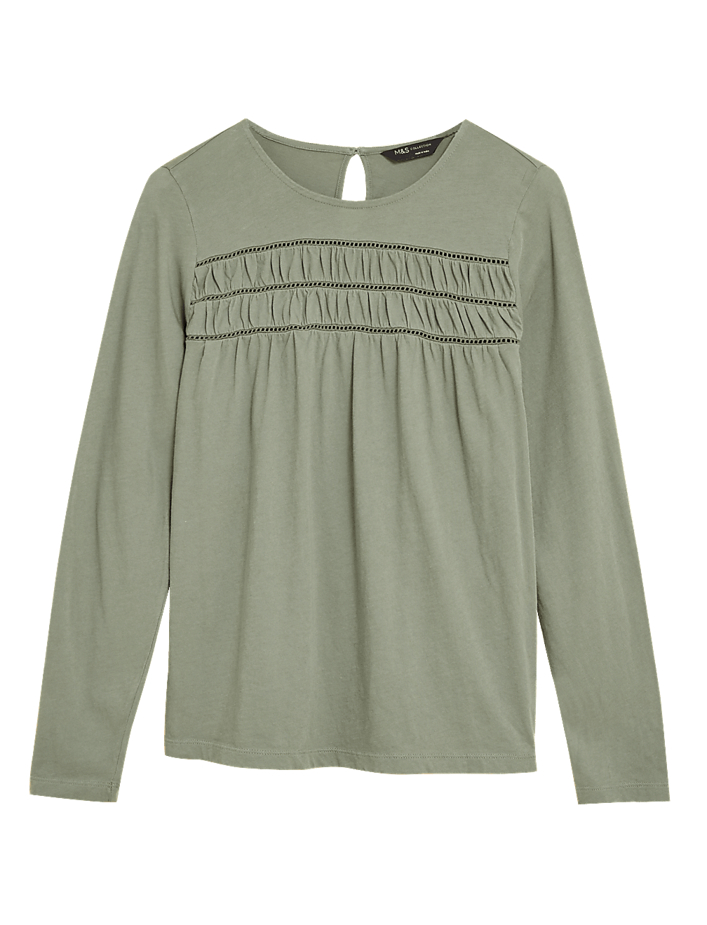 Pure Cotton Crew Neck Long Sleeve Top