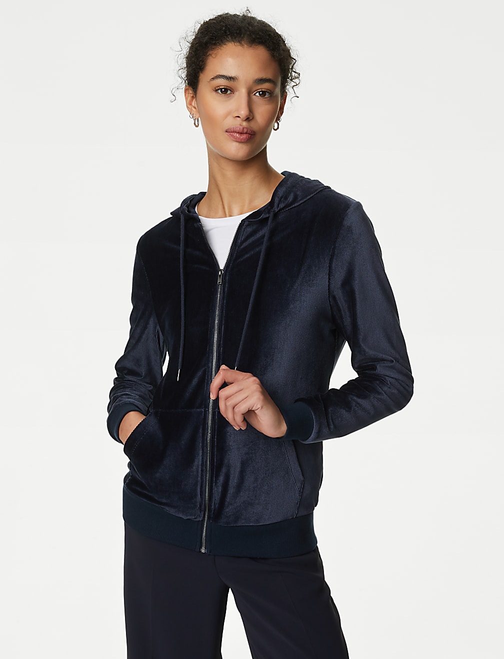 Velour Zip Up Hoodie