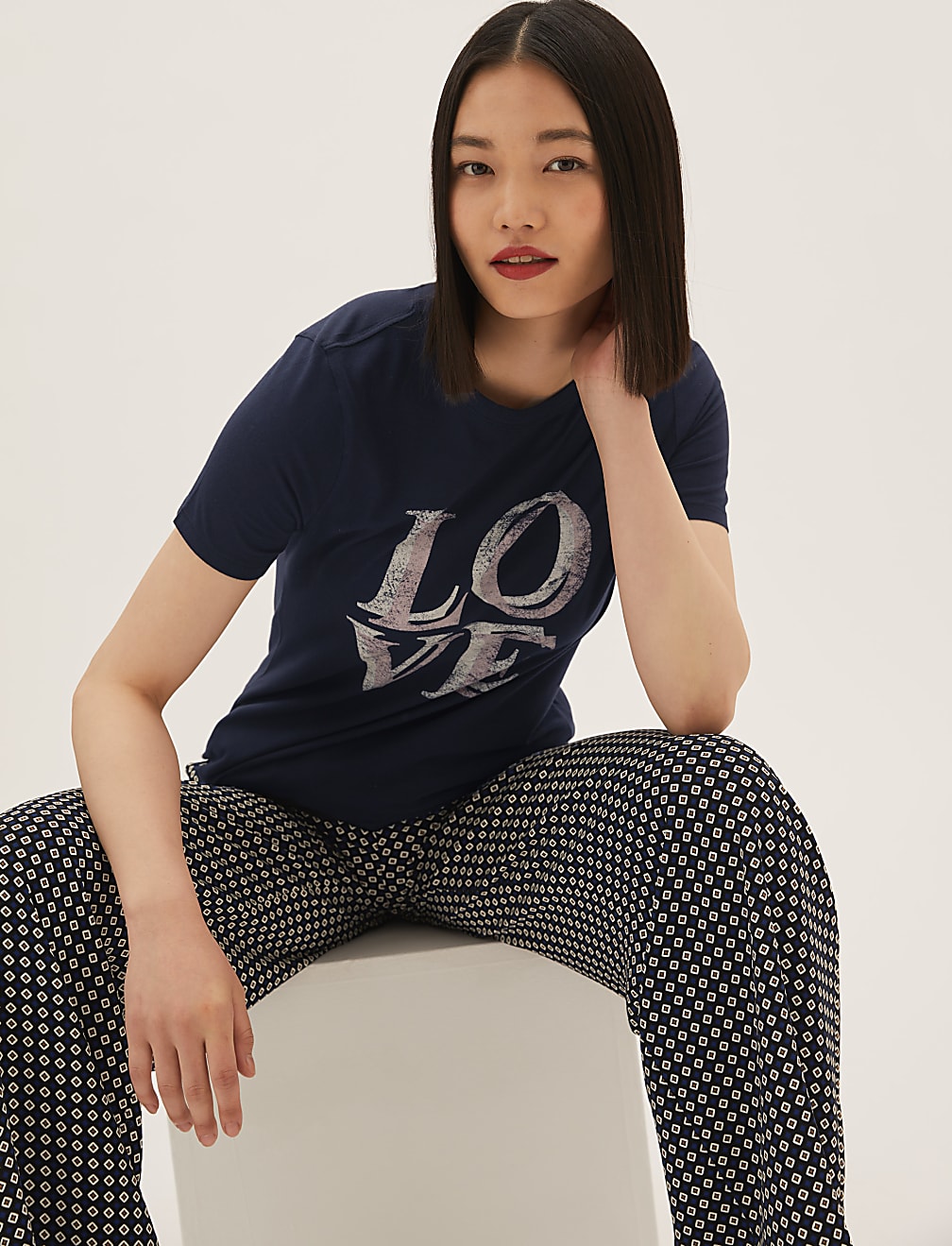 Cotton Rich Slogan Crew Neck T-Shirt
