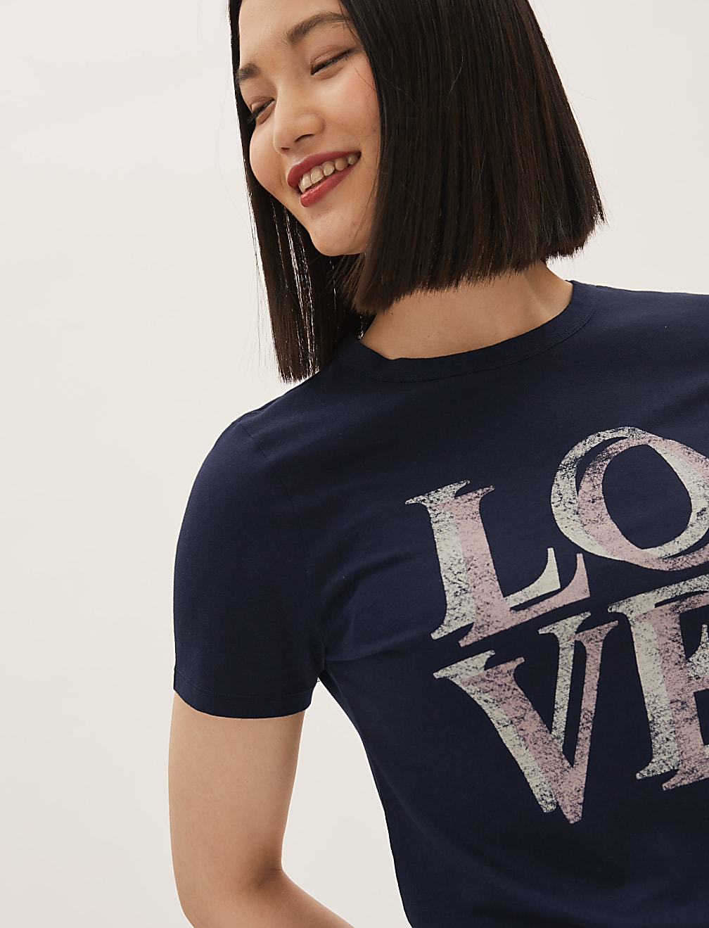 Cotton Rich Slogan Crew Neck T-Shirt