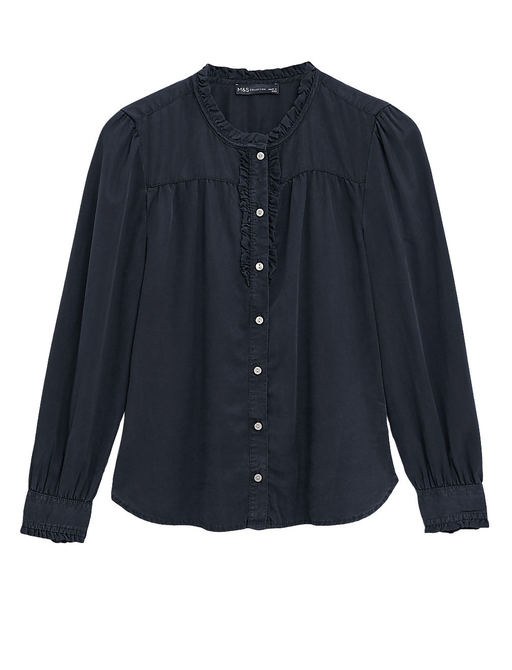Pure Tencel™ Frill Long Sleeve Blouse