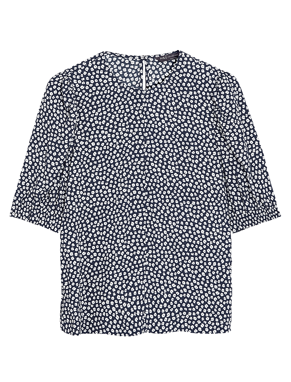 Ditsy Floral Round Neck Puff Sleeve Top