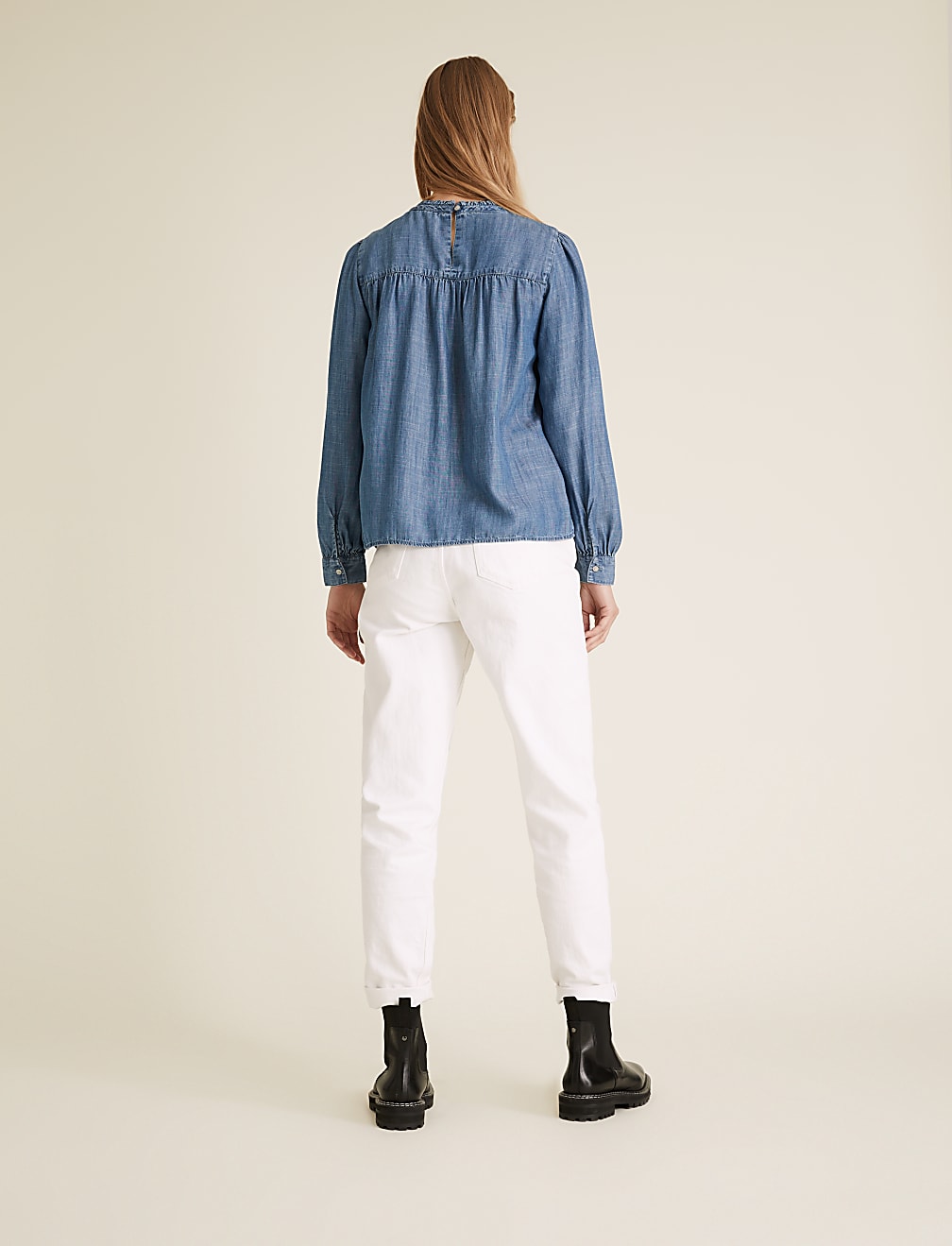 Pure Tencel™ Pintuck Long Sleeve Blouse