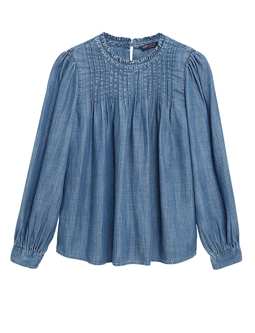 Pure Tencel™ Pintuck Long Sleeve Blouse