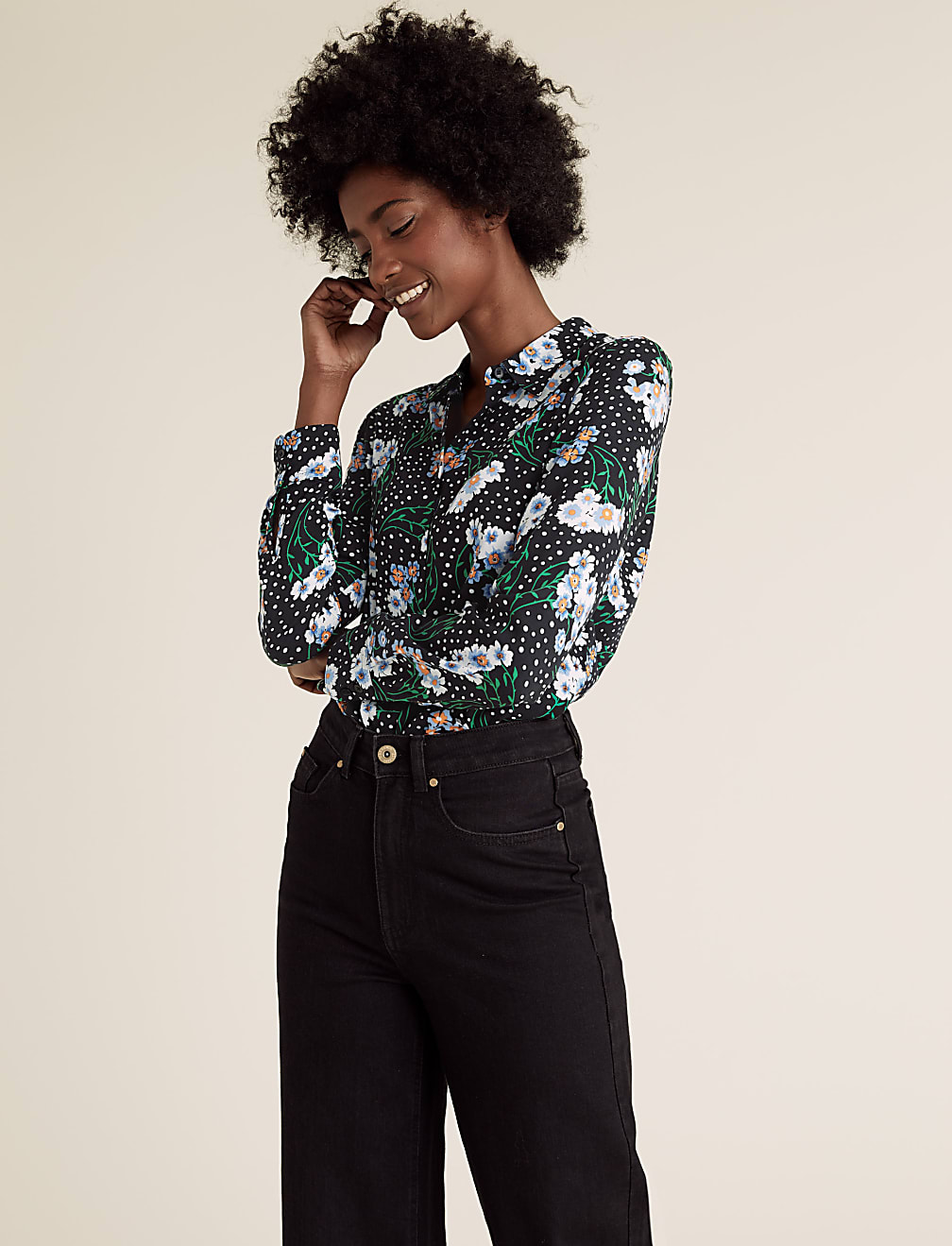 Floral Collared Long Sleeve Shirt
