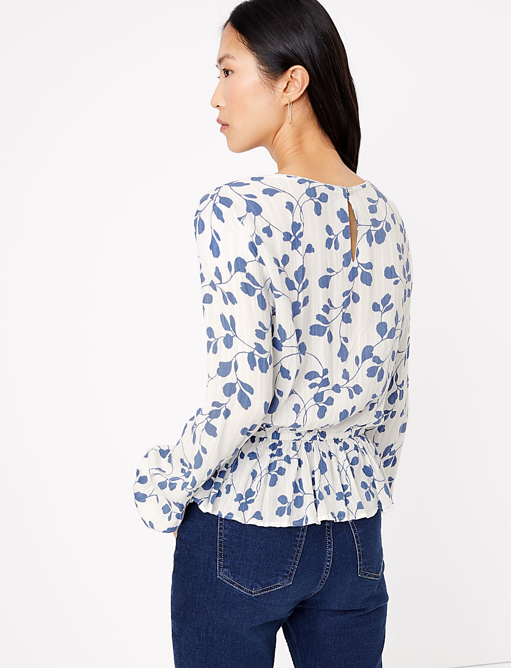 Ditsy Floral Waisted Long Sleeve Blouse