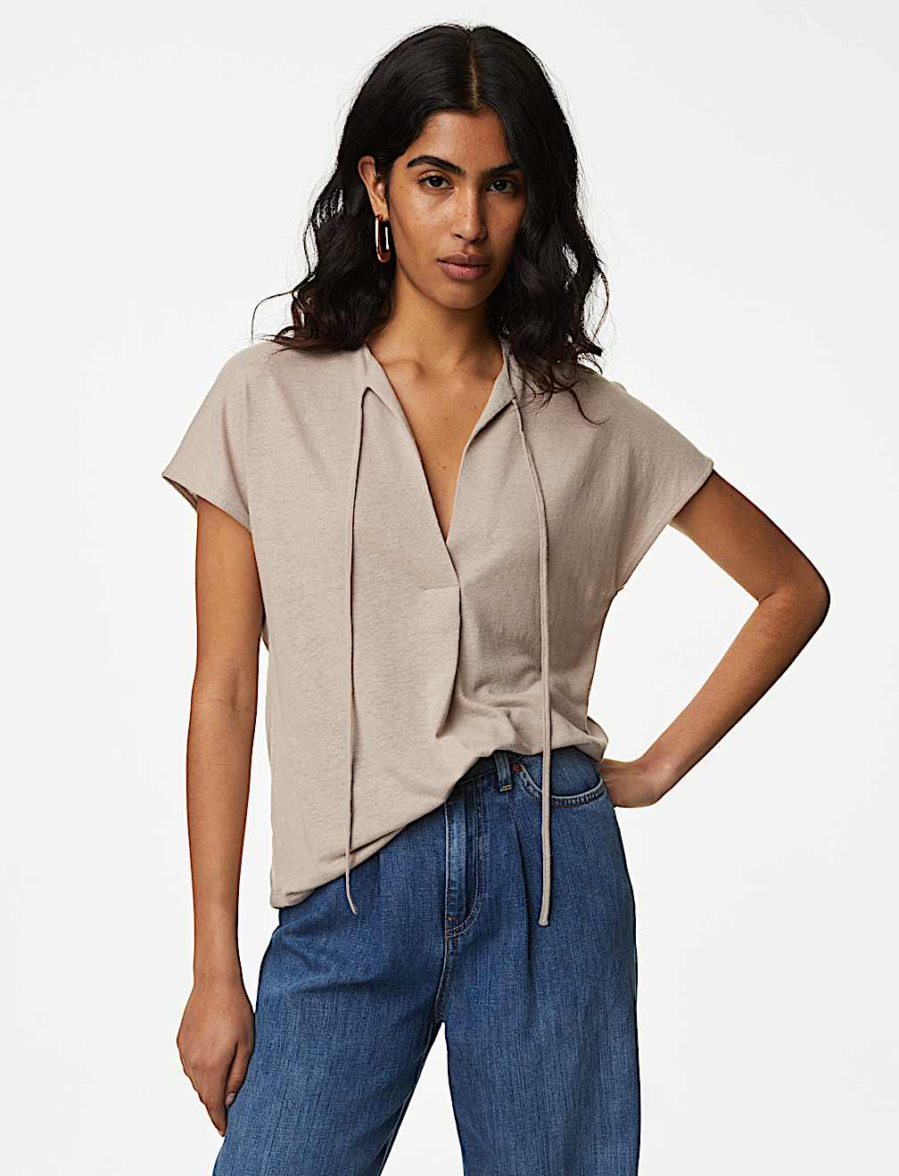 Jersey V-Neck Blouse