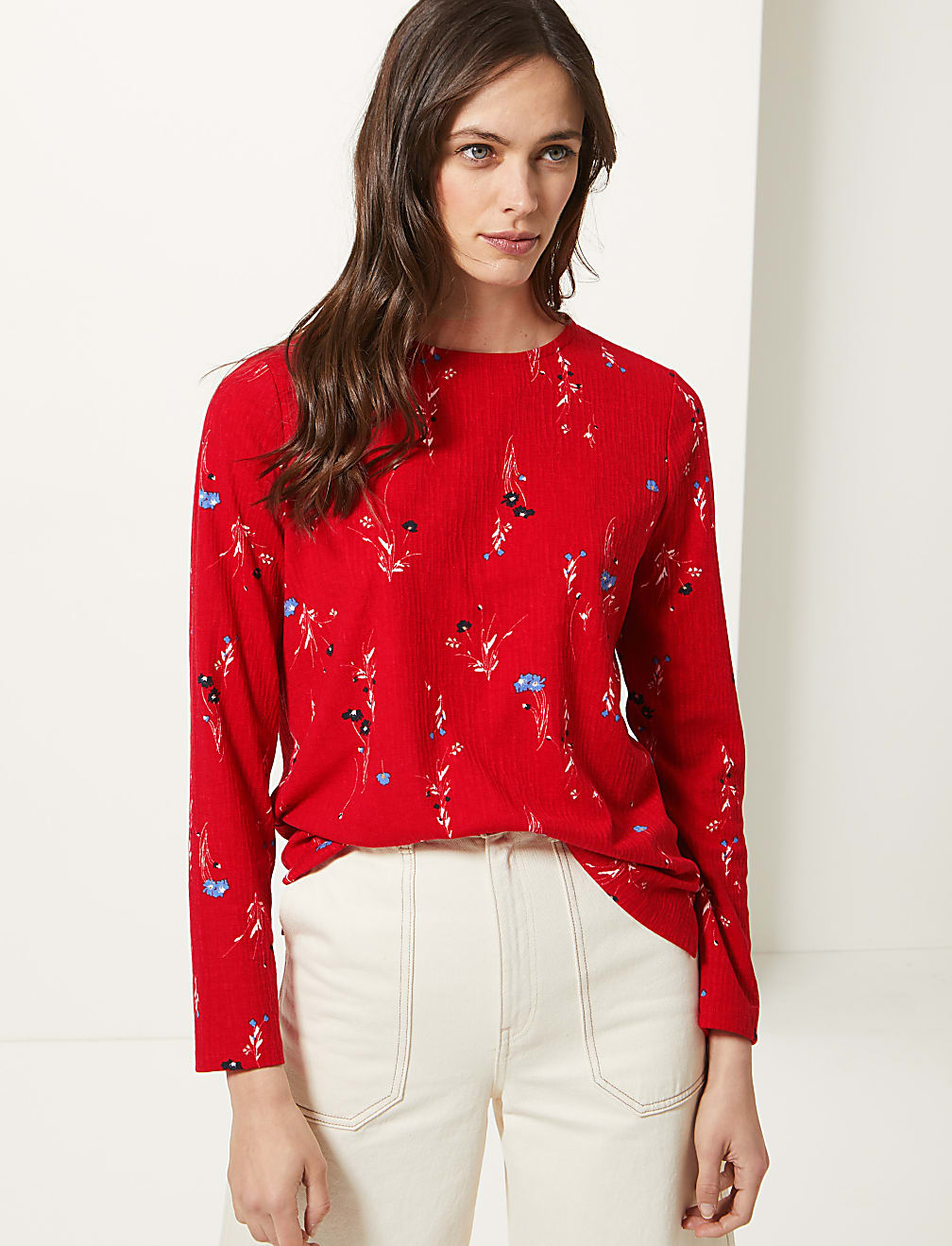 Printed Round Neck Long Sleeve T-Shirt