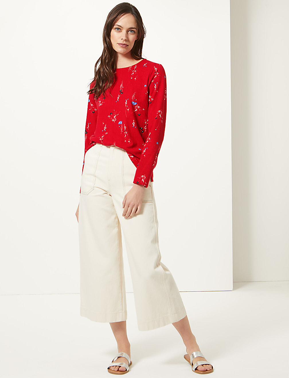 Printed Round Neck Long Sleeve T-Shirt