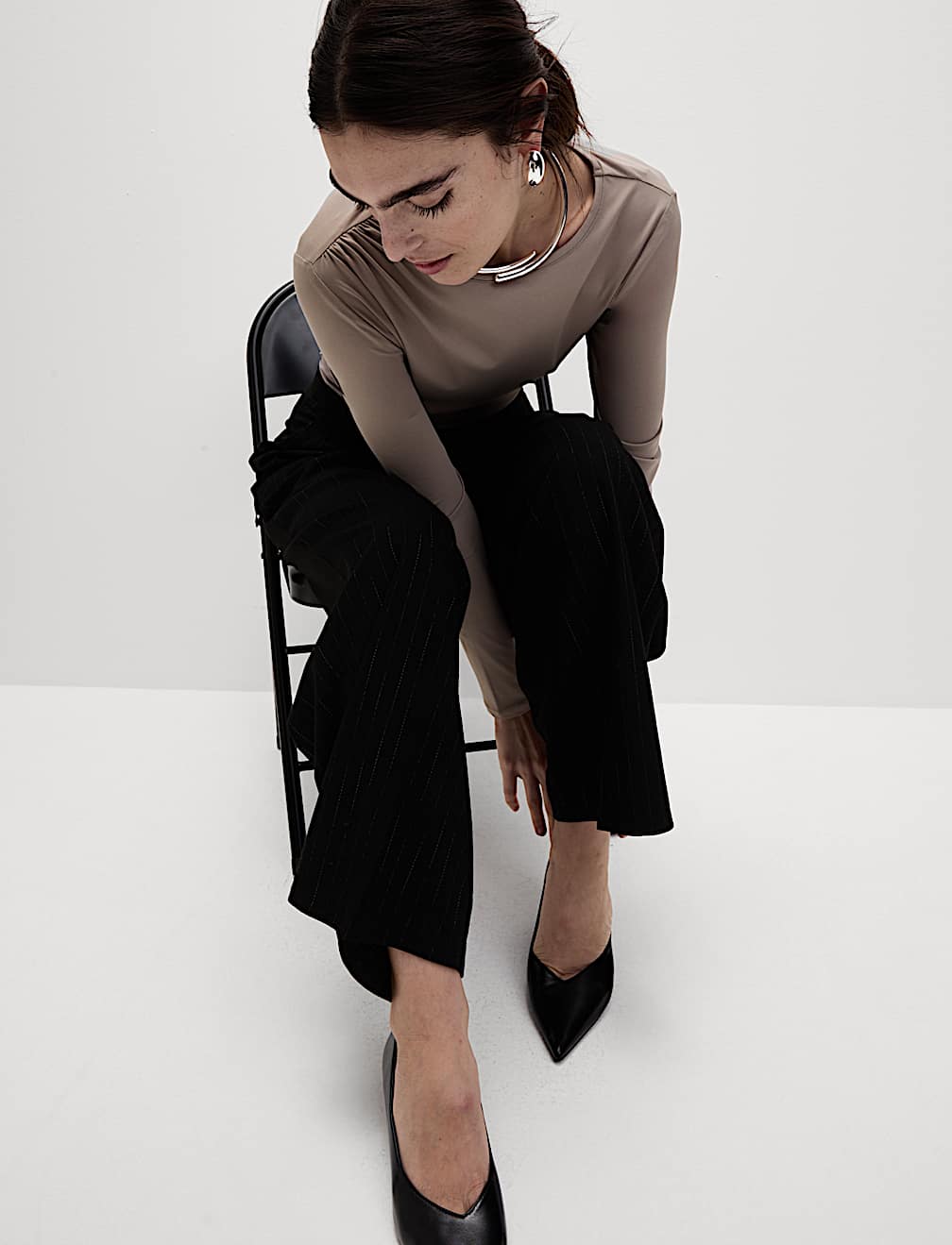 Jersey Shirred Detail Top