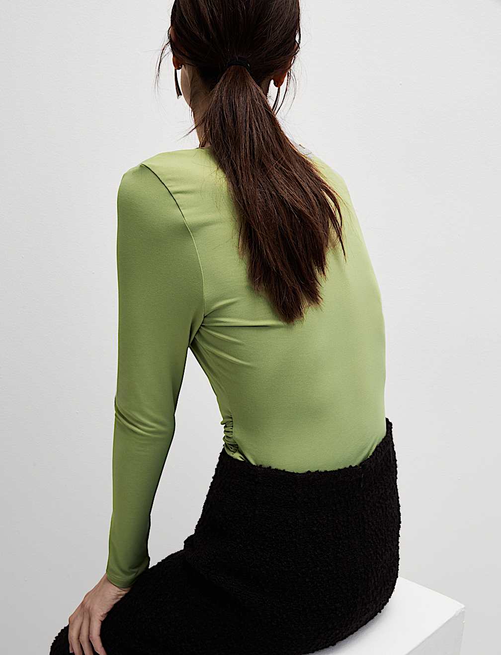 Jersey Shirred Detail Top