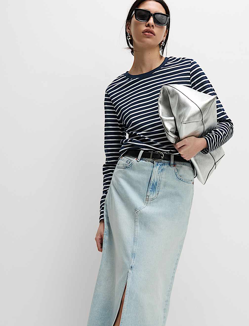 Pure Cotton Striped Crew Neck T-Shirt