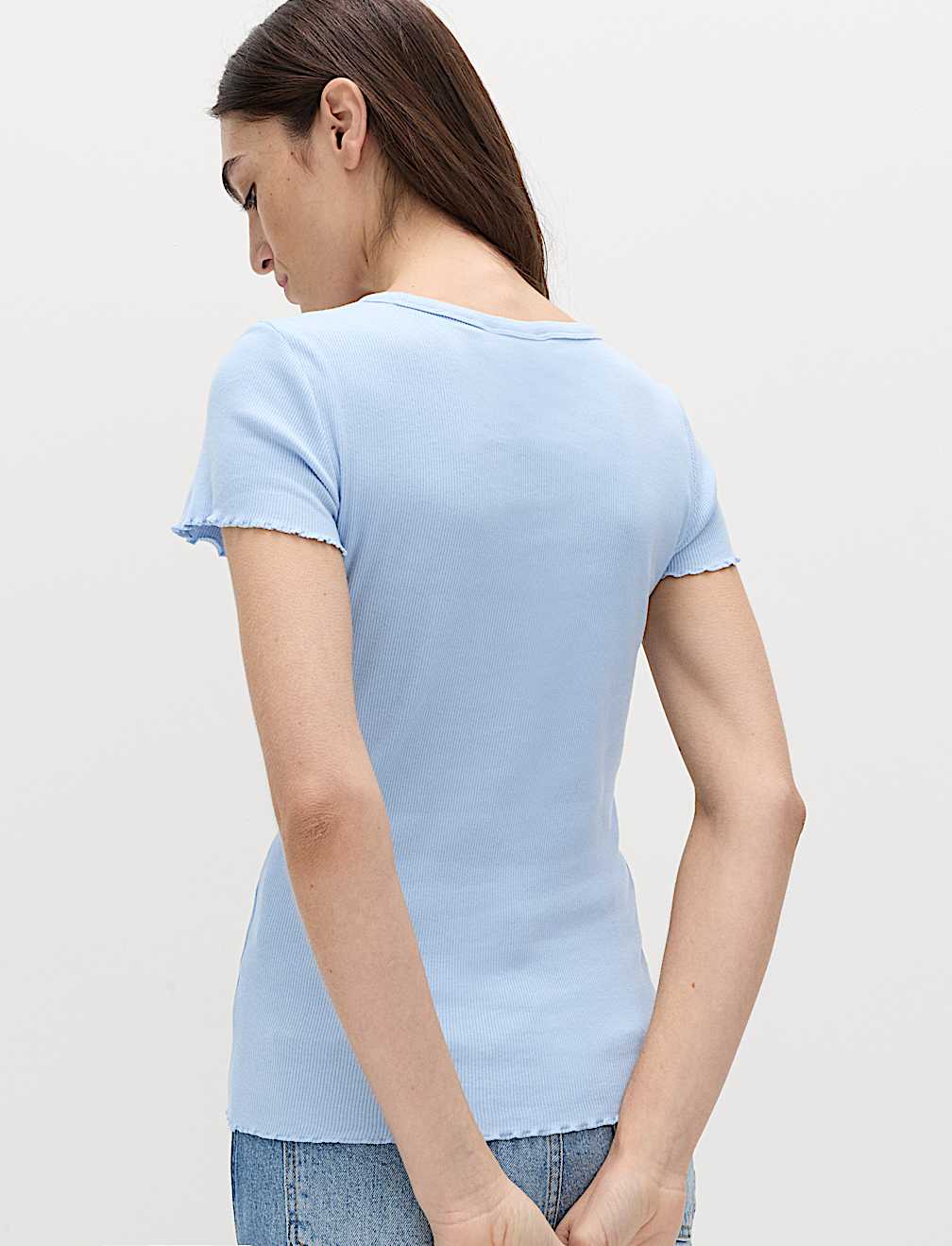 Cotton Rich Ribbed Lettuce Edge T-Shirt