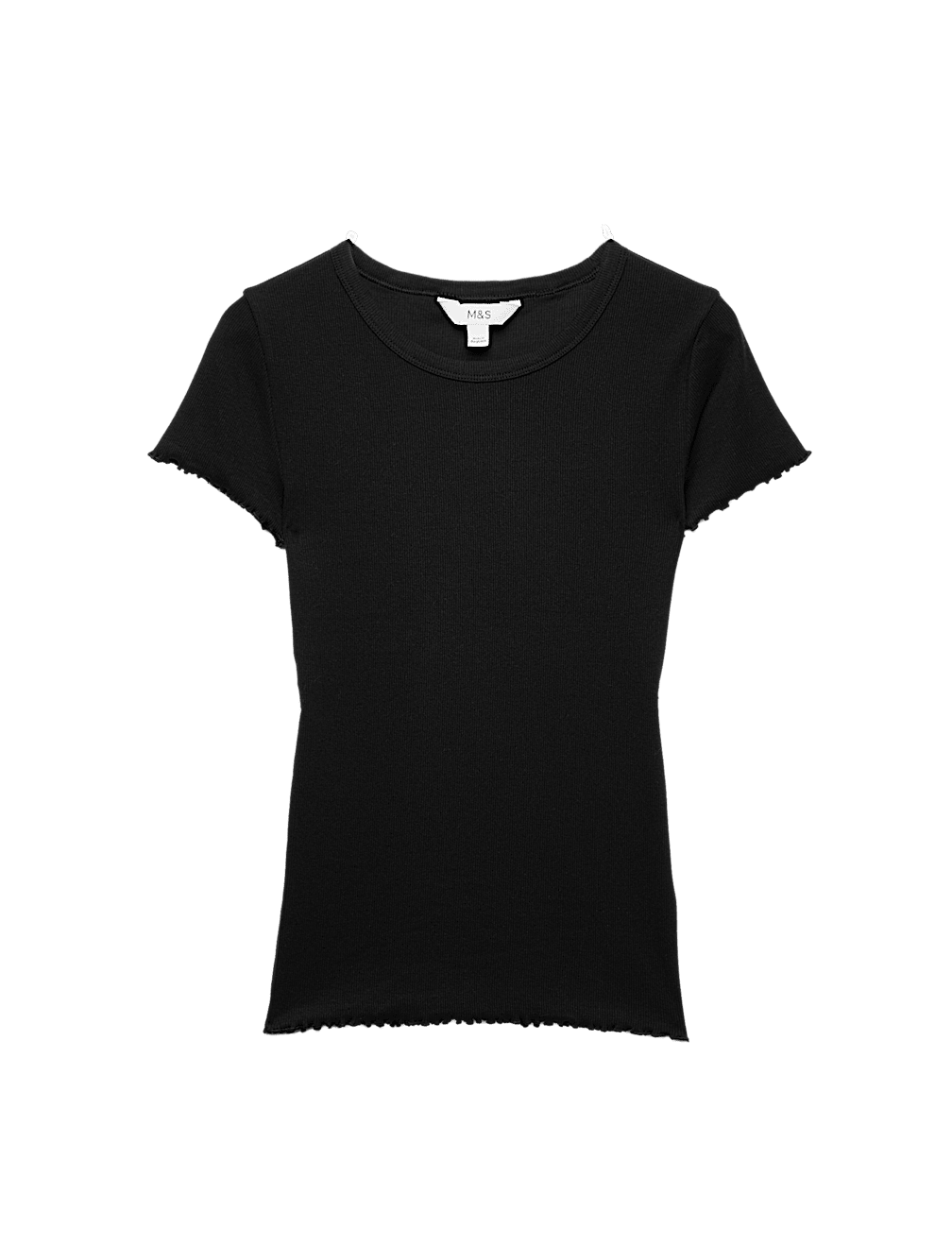 Cotton Rich Ribbed Lettuce Edge T-Shirt