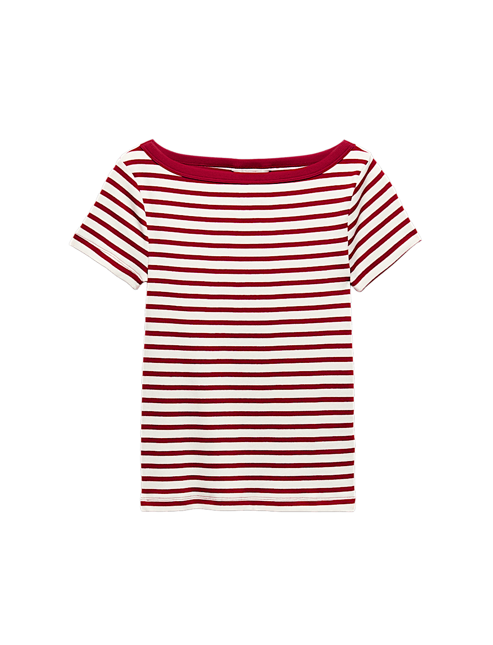 Cotton Rich Ribbed Slash Neck T-Shirt