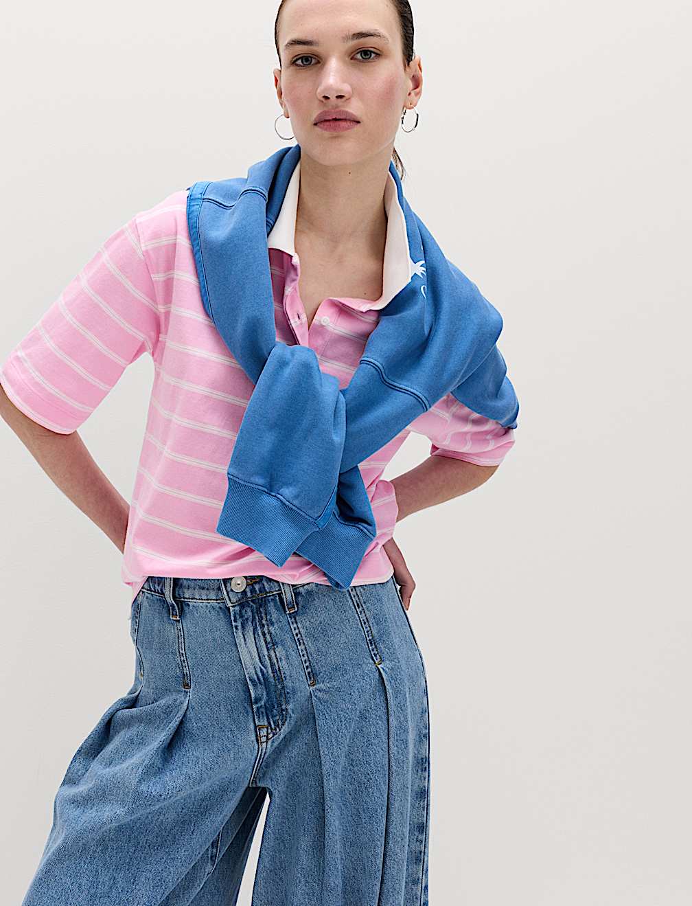 Pure Cotton Short Striped Rugby Top