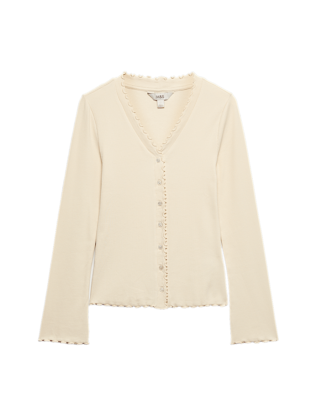 Cotton Rich V-Neck Buttoned Top