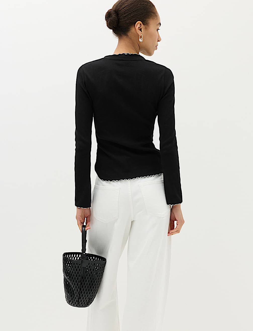 Cotton Rich V-Neck Buttoned Top