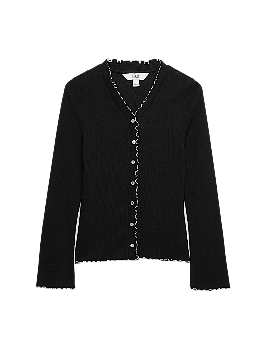Cotton Rich V-Neck Buttoned Top
