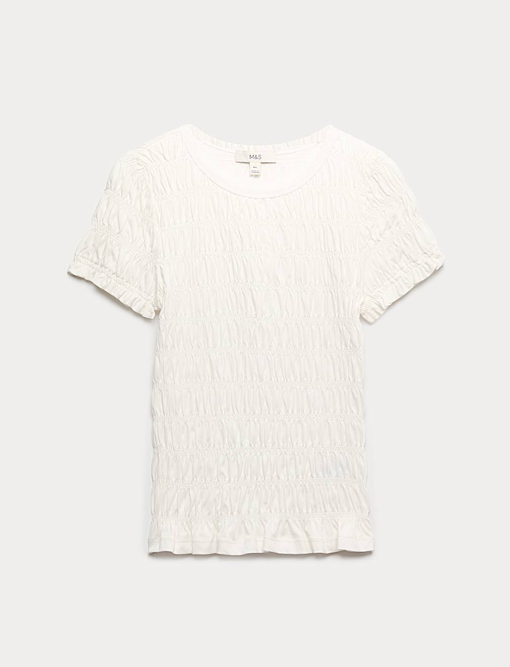 Pure Cotton Smocked Detail Top