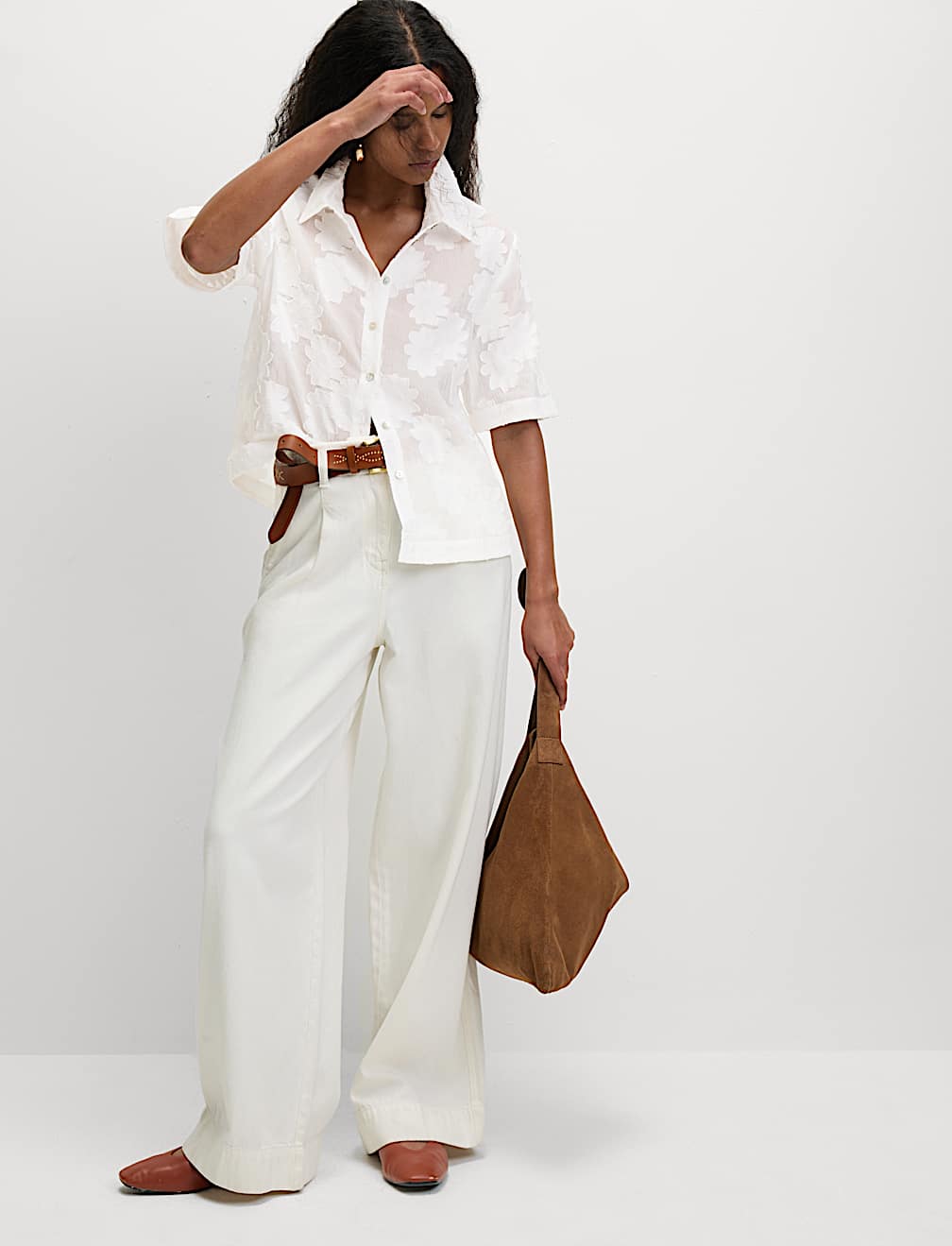 Short Sleeve Floral Jacquard Shirt