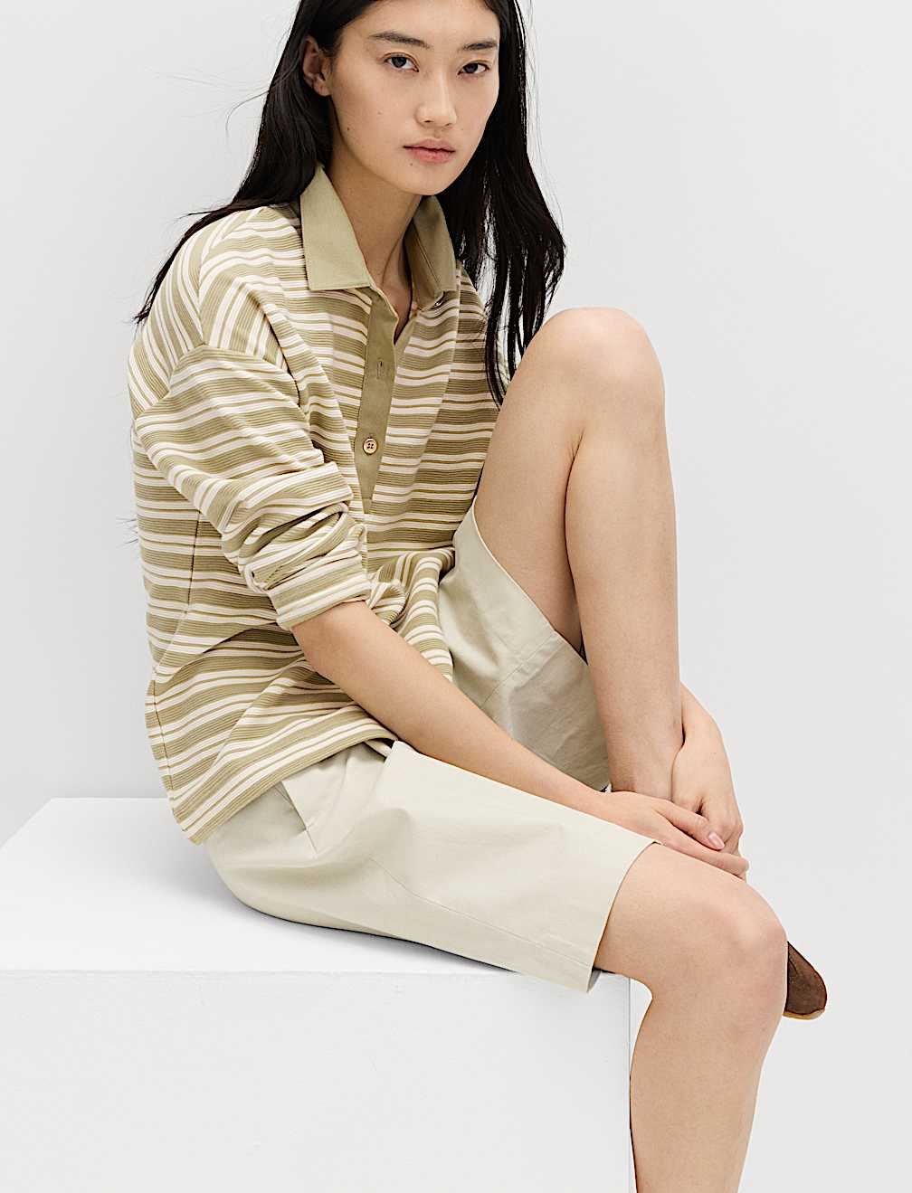 Cotton Rich Striped Collared Rugby Polo