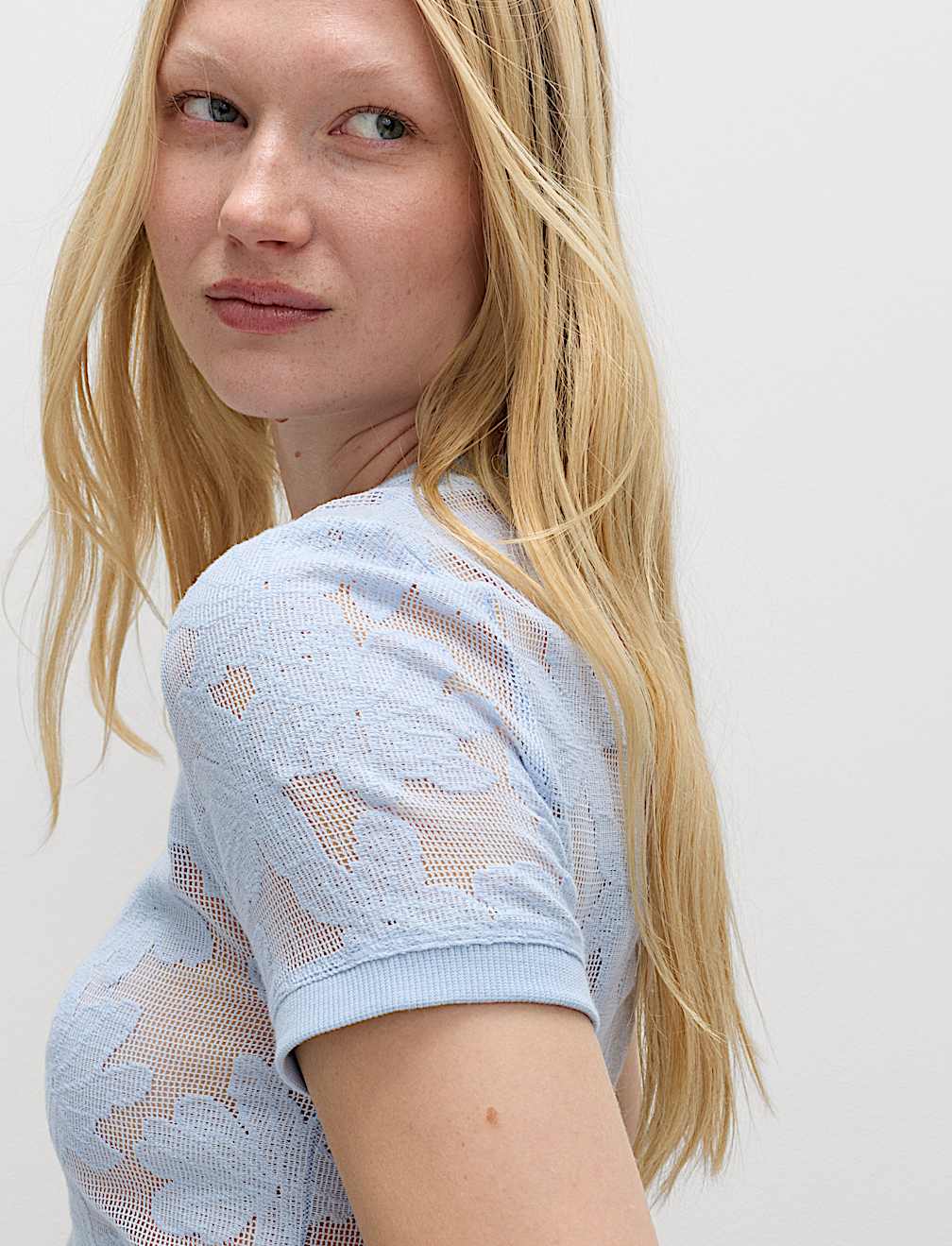 Cotton Blend Floral Lace Top