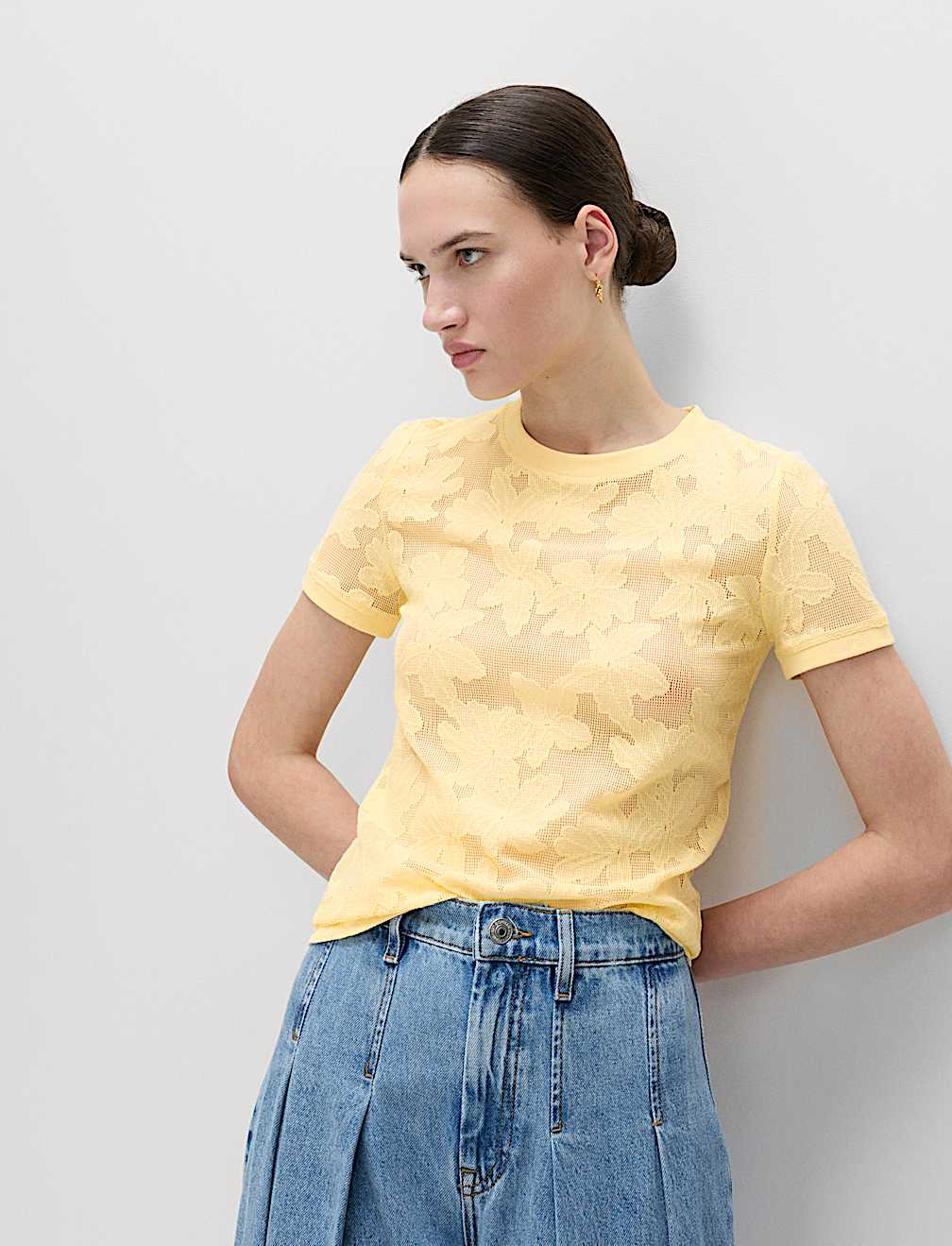 Cotton Blend Floral Lace Top