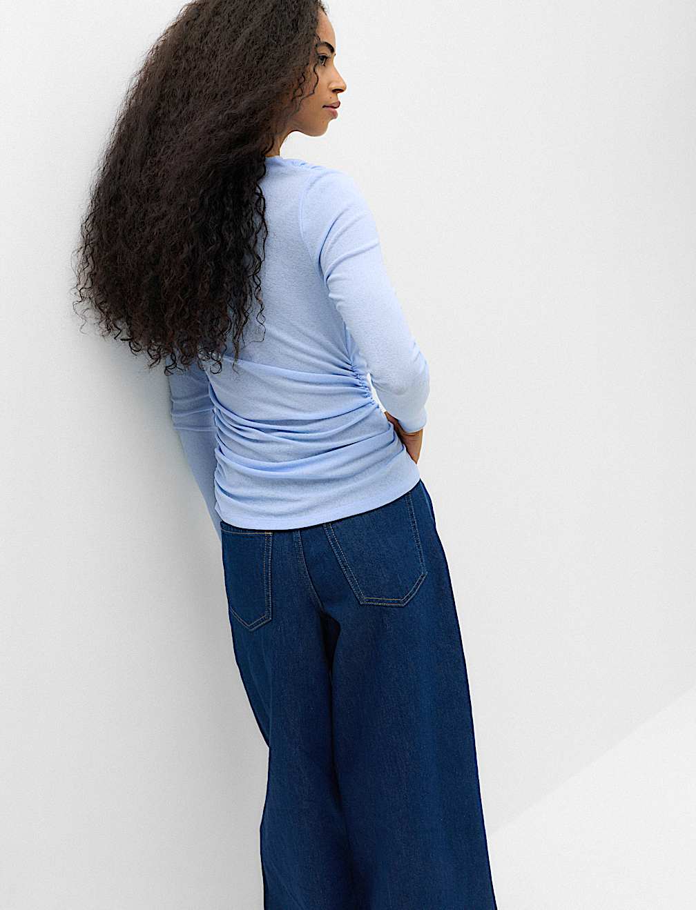 Cowl Neck Draped Long Sleeve Top