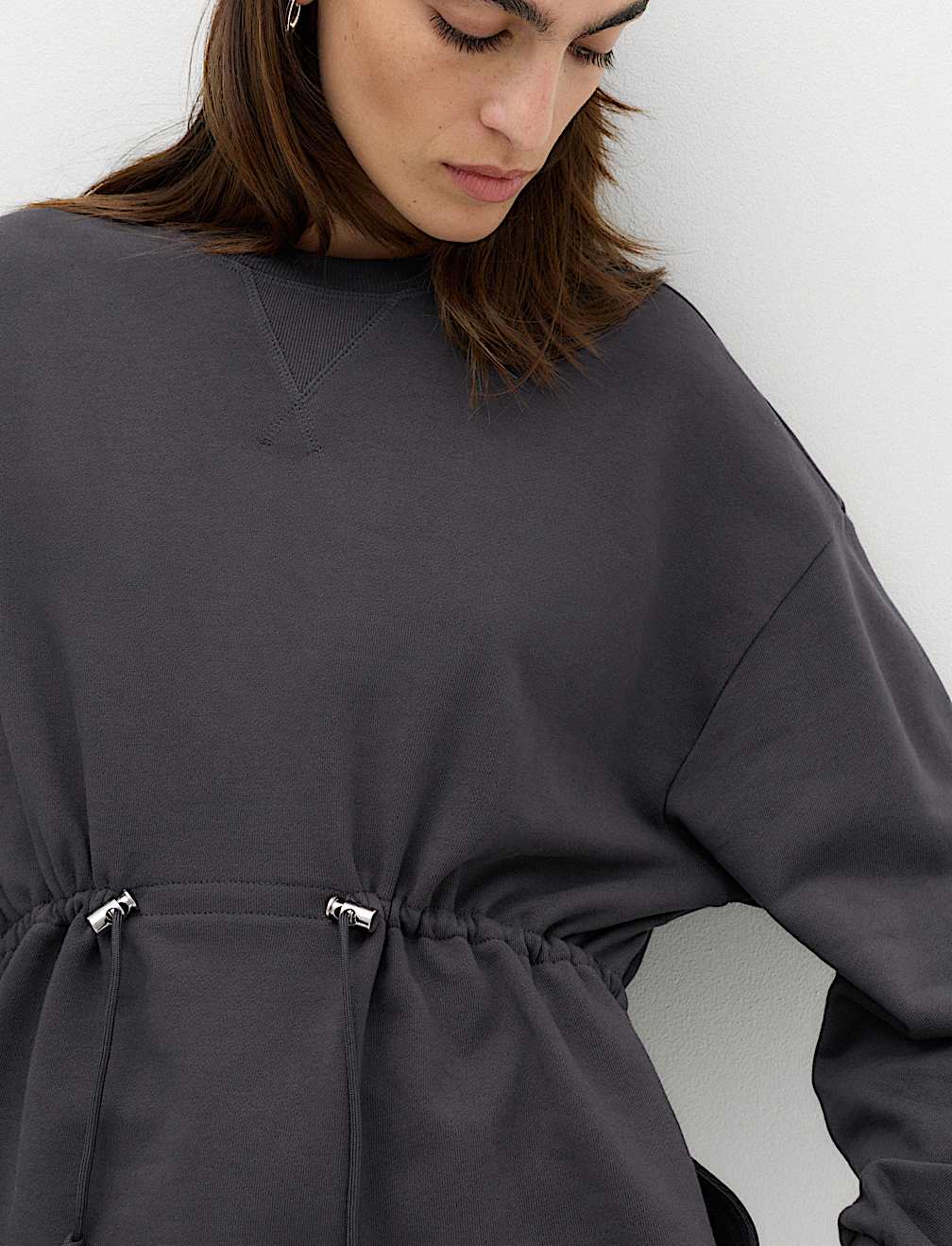 Pure Cotton Drawcord Waist Sweatshirt