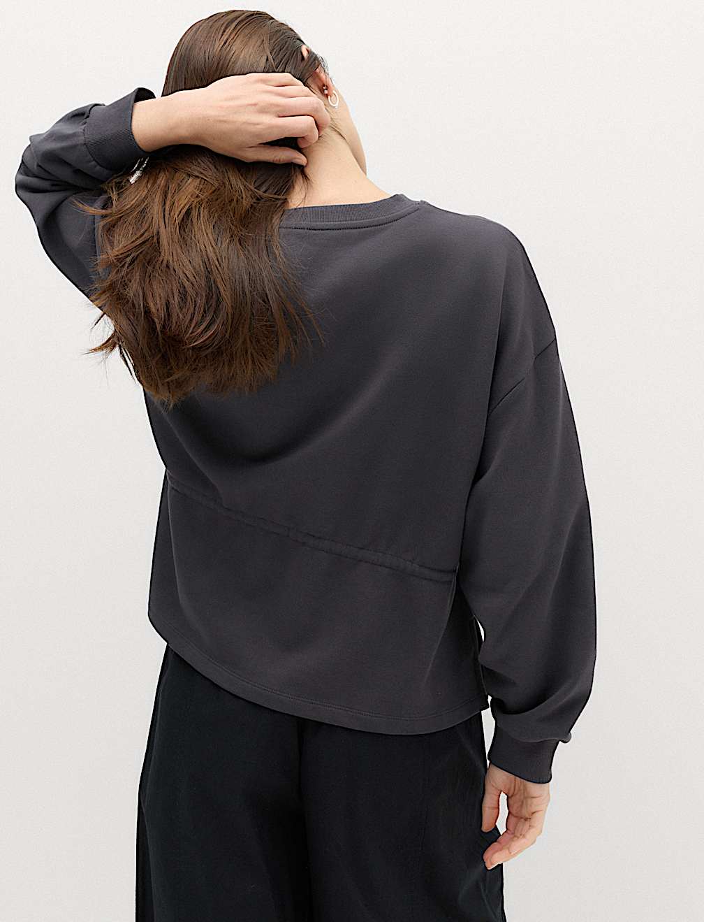 Pure Cotton Drawcord Waist Sweatshirt